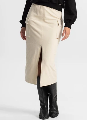 Rovitex - Saia Midi Cargo Feminino Bege - ROVITEX