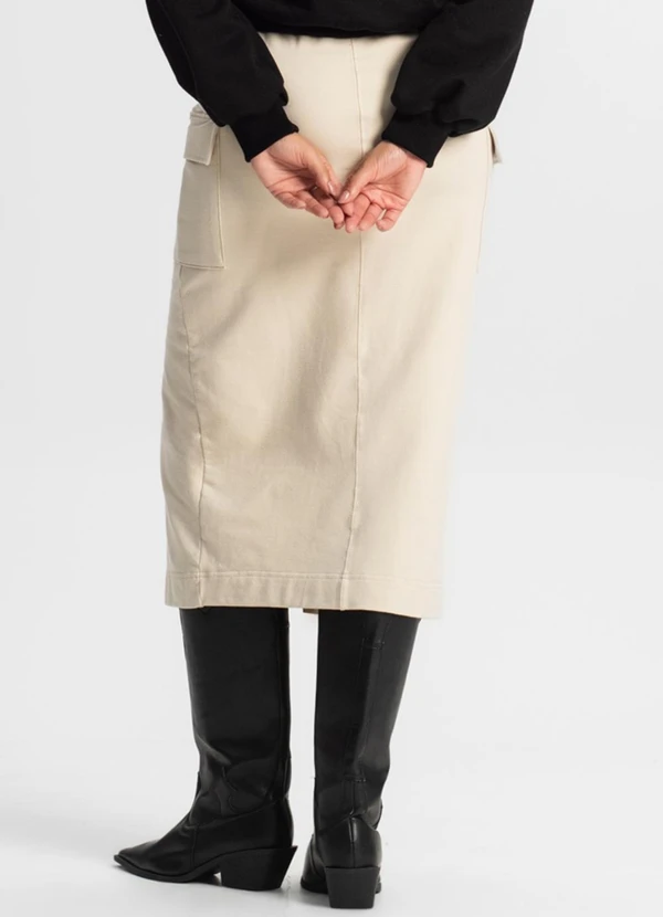 Rovitex - Saia Midi Cargo Feminino Bege 2