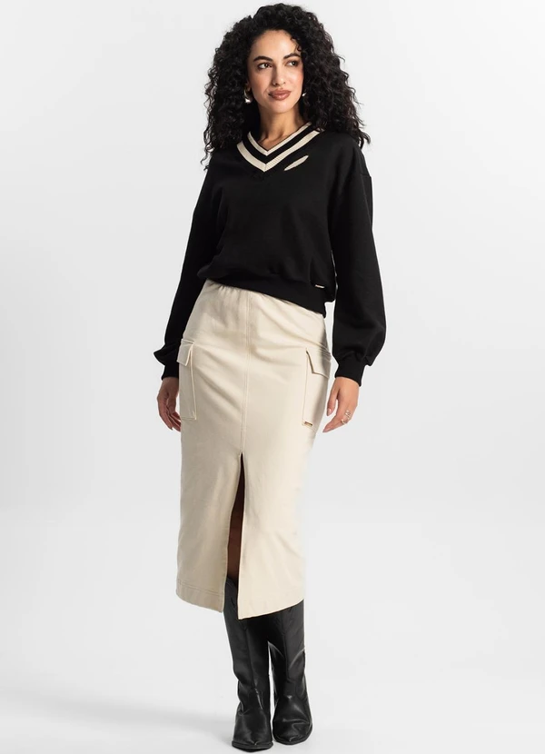 Rovitex - Saia Midi Cargo Feminino Bege 3