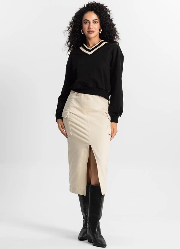 Rovitex - Saia Midi Cargo Feminino Bege 5