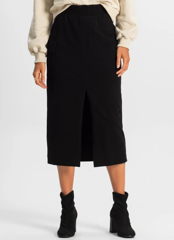 Rovitex - Saia Midi Cargo Feminino Preto 1