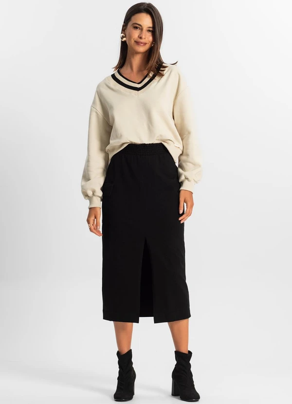 Rovitex - Saia Midi Cargo Feminino Preto 3