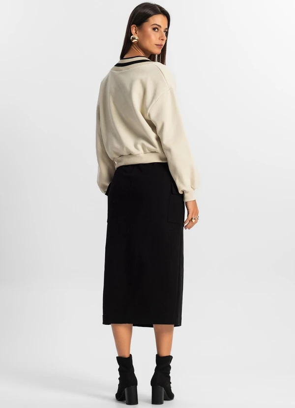 Rovitex - Saia Midi Cargo Feminino Preto 4