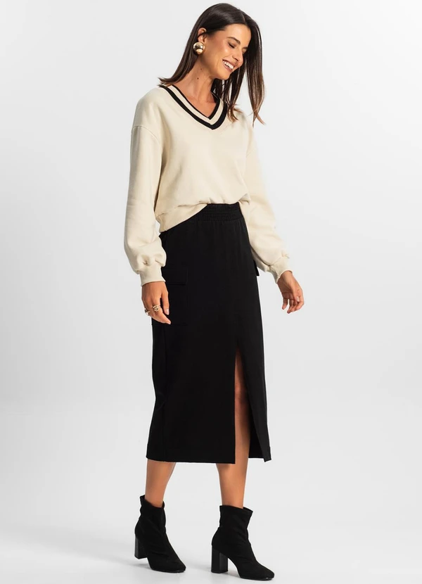 Rovitex - Saia Midi Cargo Feminino Preto 5