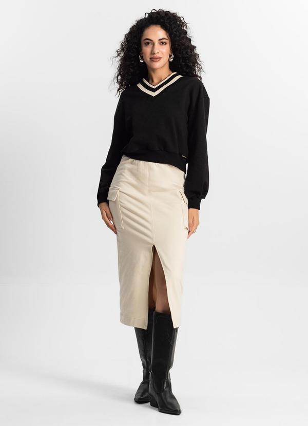 Rovitex - Saia Midi Cargo Feminino Bege