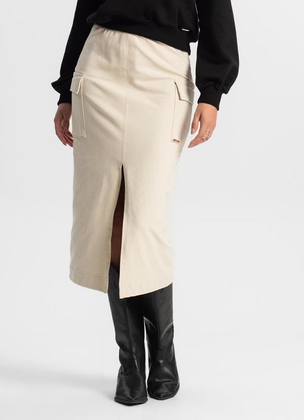 Rovitex - Saia Midi Cargo Feminino Bege 4