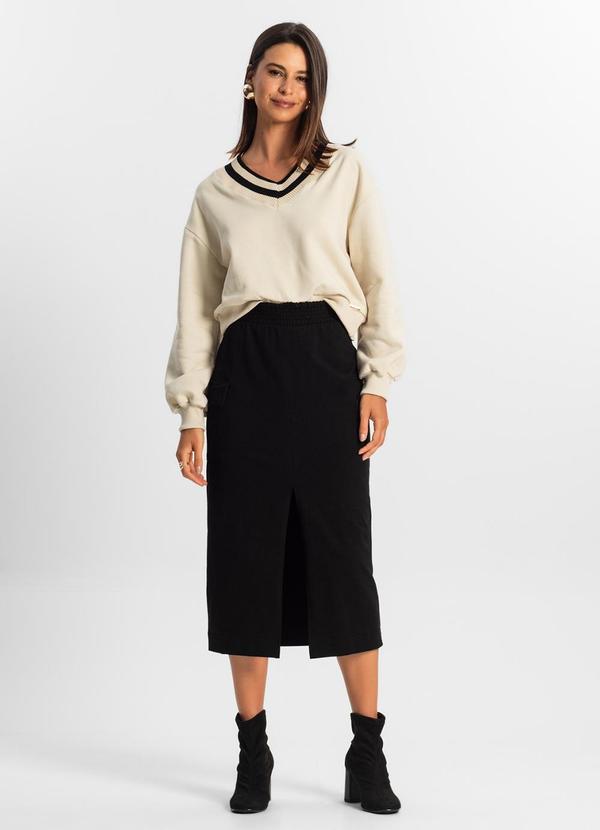 Rovitex - Saia Midi Cargo Feminino Rovitex Preto
