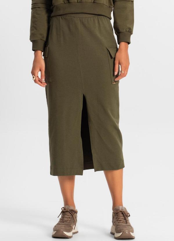 Rovitex - Saia Midi Cargo Feminino Verde