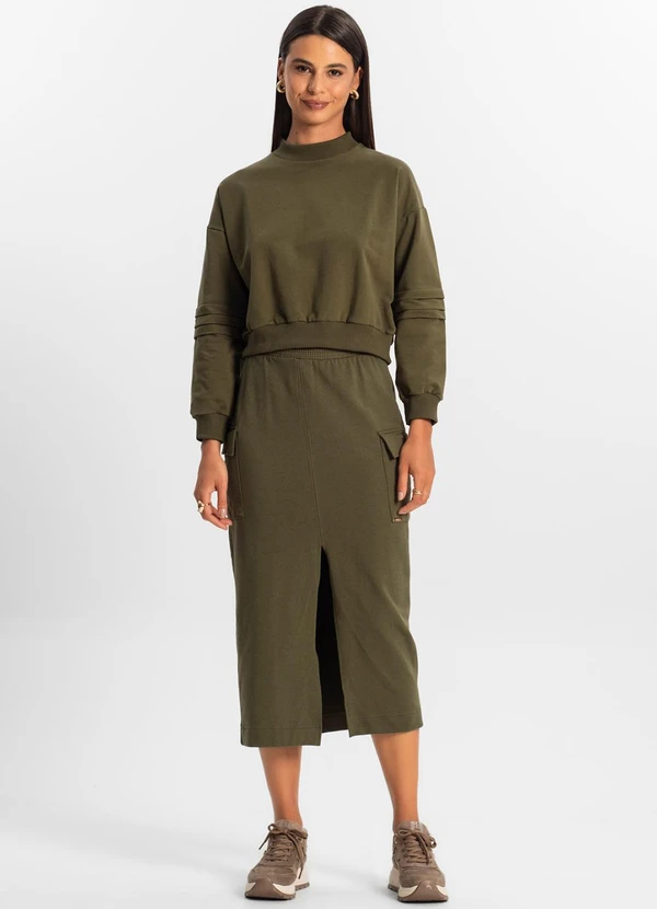 Rovitex - Saia Midi Cargo Feminino Verde 3