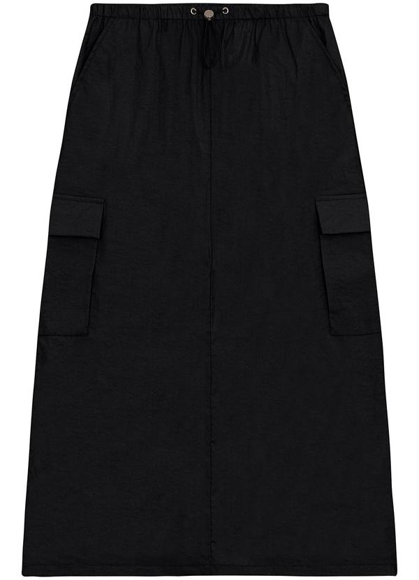 Enfim - Saia Mídi Cargo Texturizada Preto