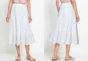 Saia Midi Cintura Alta Branca