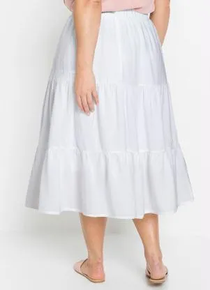 bonprix - Saia Midi Cintura Alta Branca - BONPRIX