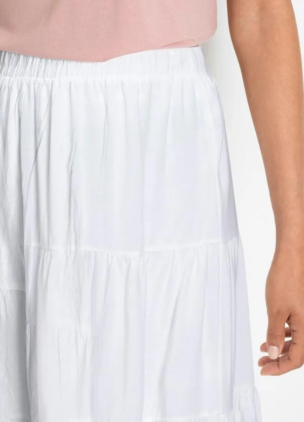 bonprix - Saia Midi Cintura Alta Branca 5