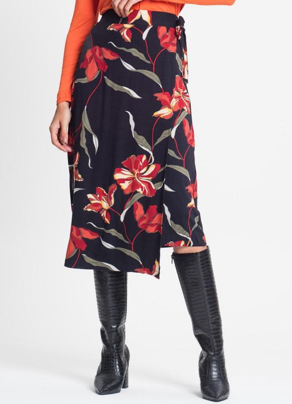 Rovitex - Saia Midi com Abertura Lateral Preto 1