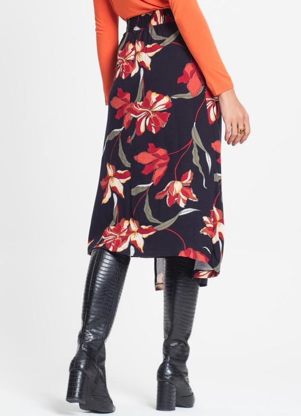 Rovitex - Saia Midi com Abertura Lateral Preto 2