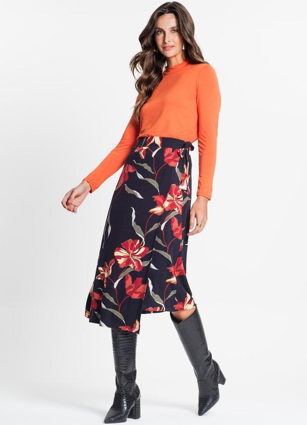 Rovitex - Saia Midi com Abertura Lateral Preto 5