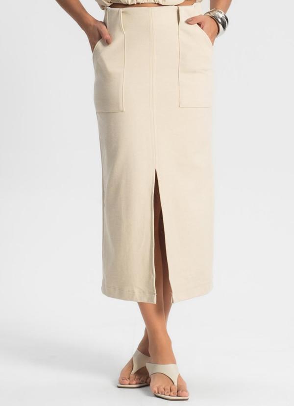 Endless - Saia Midi com Bolso Bege 1