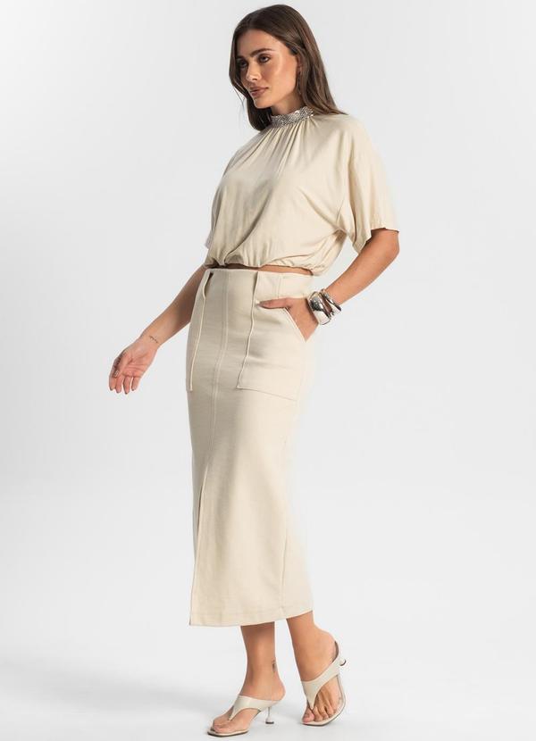 Endless - Saia Midi com Bolso Bege 3