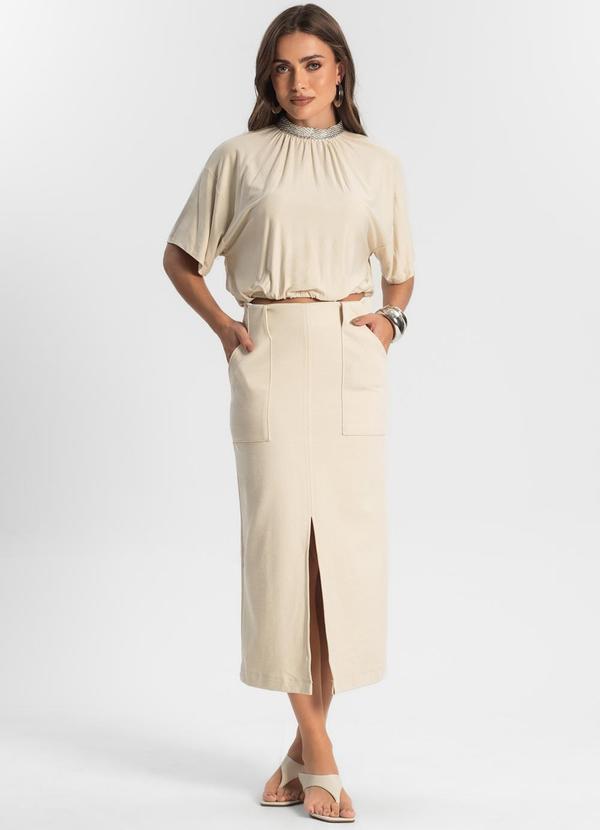 Endless - Saia Midi com Bolso Bege 4