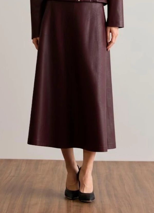 Carlota Costa - Saia Midi com Bolso Marrom