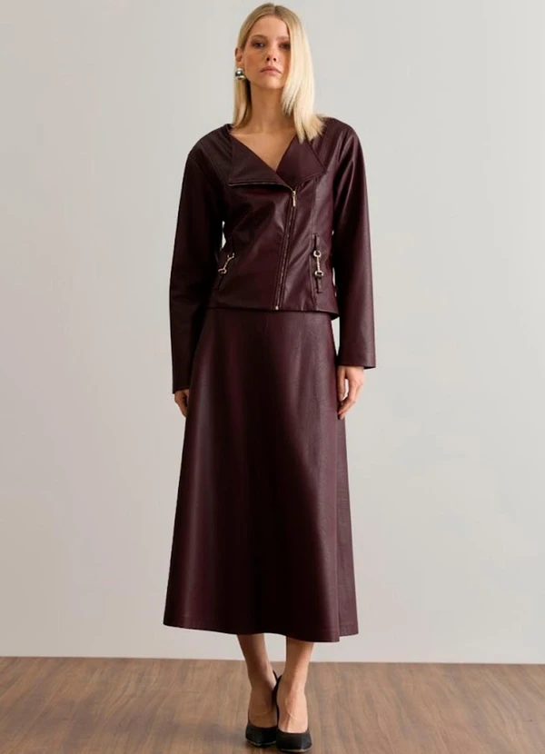 Carlota Costa - Saia Midi com Bolso Marrom 2