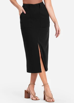 Endless - Saia Midi com Bolso Preto - ENDLESS