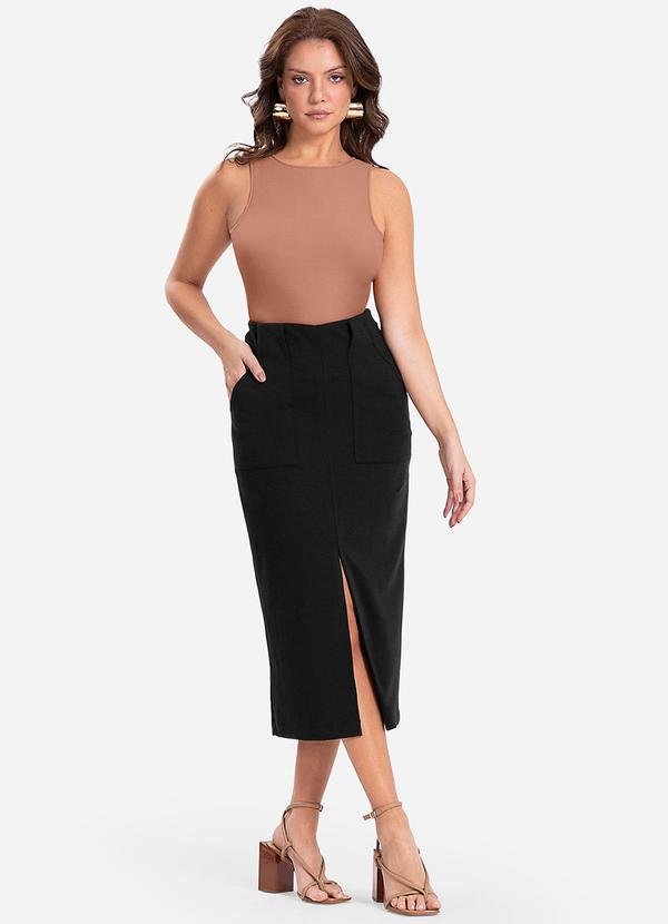 Endless - Saia Midi com Bolso Preto 2