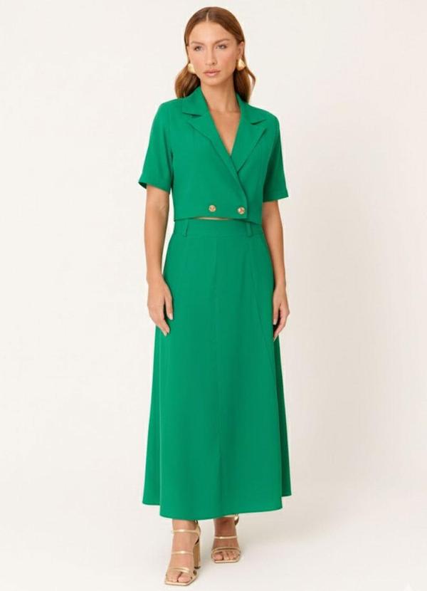 Carlota Costa - Saia Midi com Bolsos Verde 2