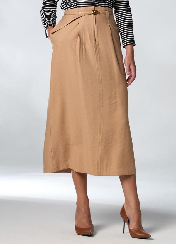 Carlota Costa - Saia Midi com Cinto Marrom 1