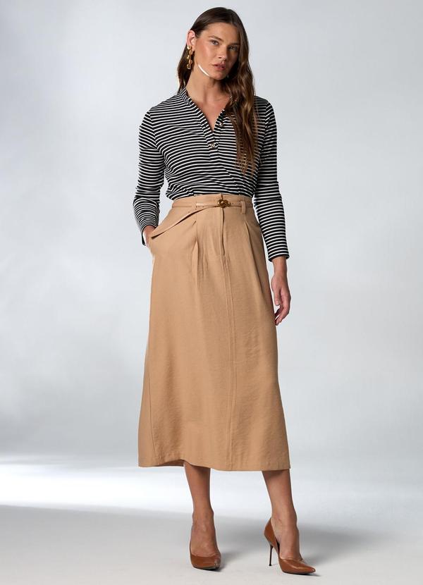 Carlota Costa - Saia Midi com Cinto Marrom 2