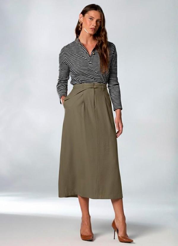 Carlota Costa - Saia Midi com Cinto Marrom 2