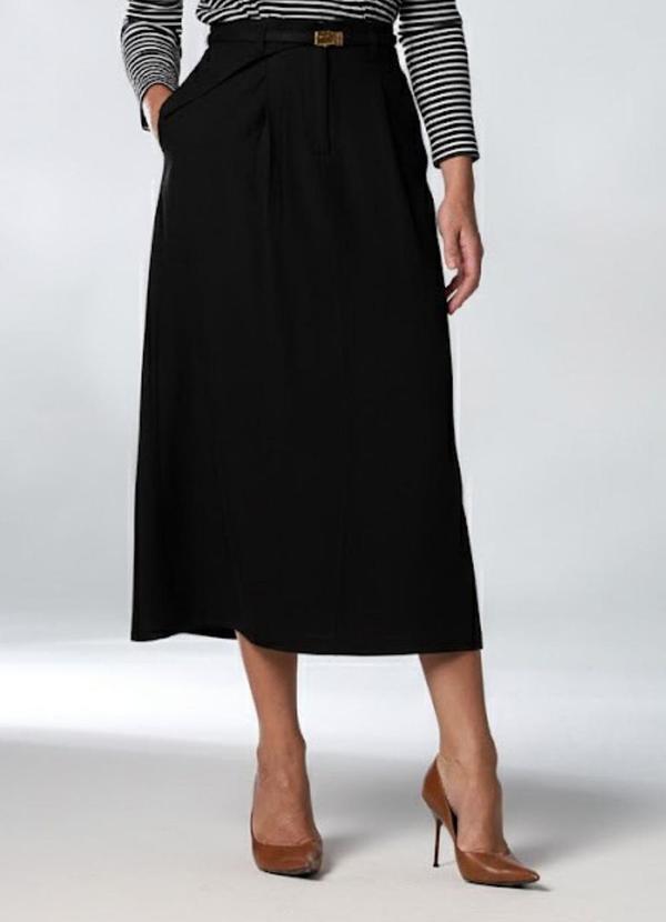 Carlota Costa - Saia Midi com Cinto Preto
