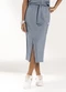 Marialícia - Saia Midi com Fenda Comfy Verde - variação: Azul
