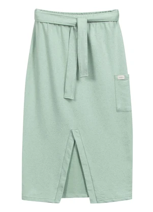 Marialícia - Saia Midi com Fenda Comfy Verde - MARIALÍCIA