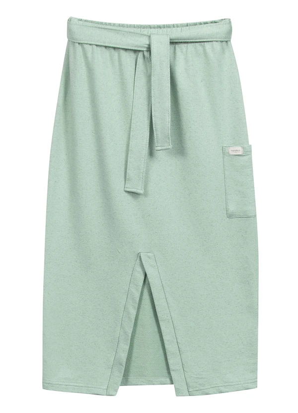 Marialícia - Saia Midi com Fenda Comfy Verde