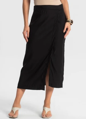 Endless - Saia Midi com Fenda Preto - ENDLESS