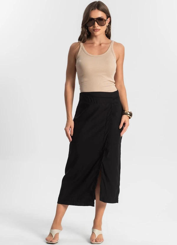 Endless - Saia Midi com Fenda Preto 3