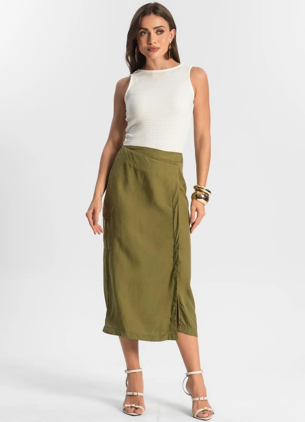 Endless - Saia Midi com Fenda Verde 3