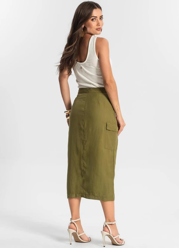 Endless - Saia Midi com Fenda Verde 4