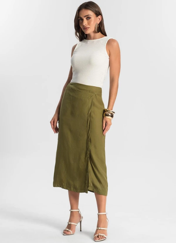 Endless - Saia Midi com Fenda Verde 5