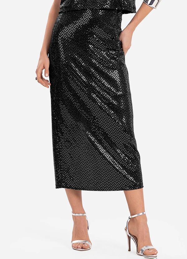 Endless - Saia Midi com Lantejoula Preto