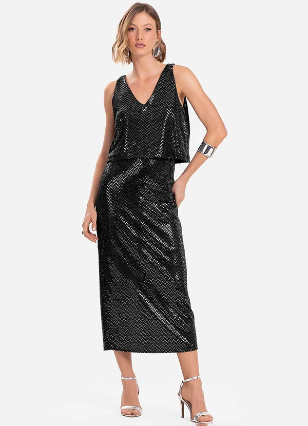 Endless - Saia Midi com Lantejoula Preto 2