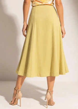 Gris - Saia Midi com Linho e Elastano Amarelo - GRIS