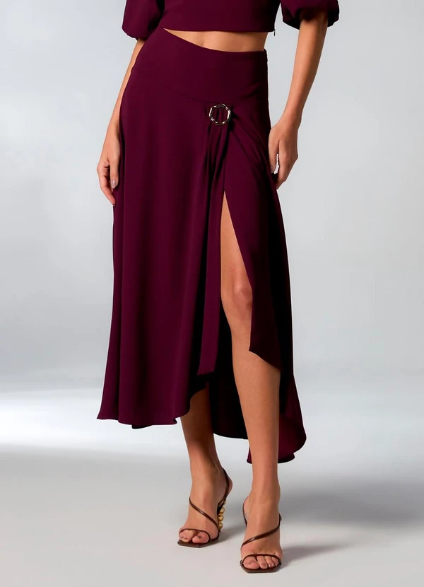 Carlota Costa - Saia Midi com Metal Roxo