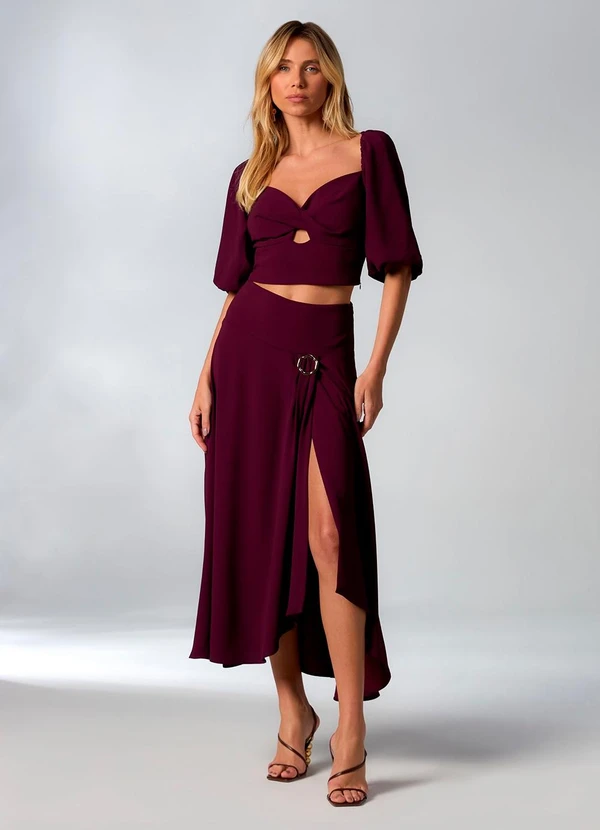 Carlota Costa - Saia Midi com Metal Roxo 2