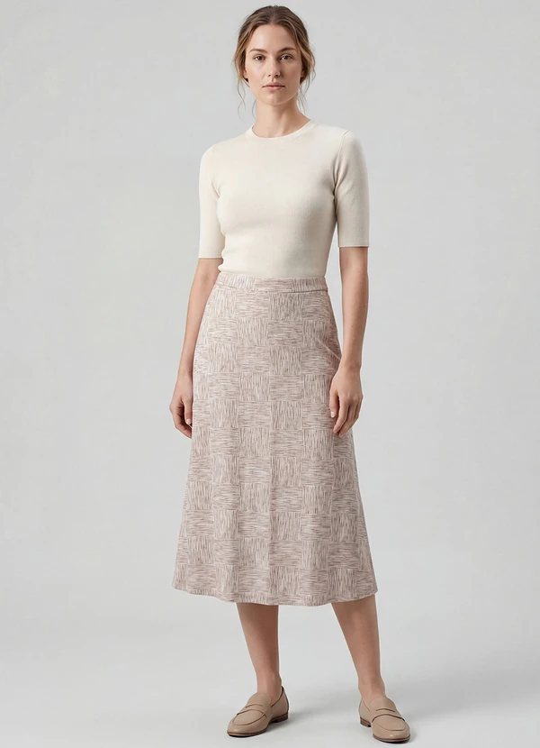 Infinita Cor - Saia Midi com Recorte nas Costas Bege 2