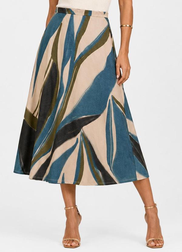 Infinita Cor - Saia Midi com Recorte nas Costas Bege