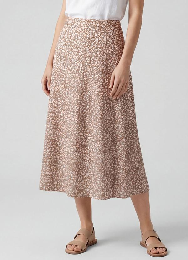 Infinita Cor - Saia Midi com Recorte nas Costas Marrom 1