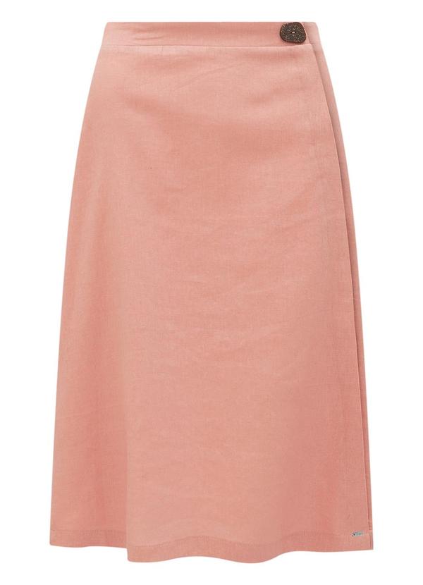 Lunender - Saia Midi com Zíper Lateral em Tecido Linho Rosa 5