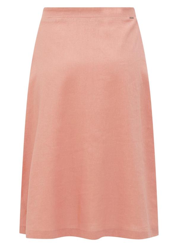 Lunender - Saia Midi com Zíper Lateral em Tecido Linho Rosa 6